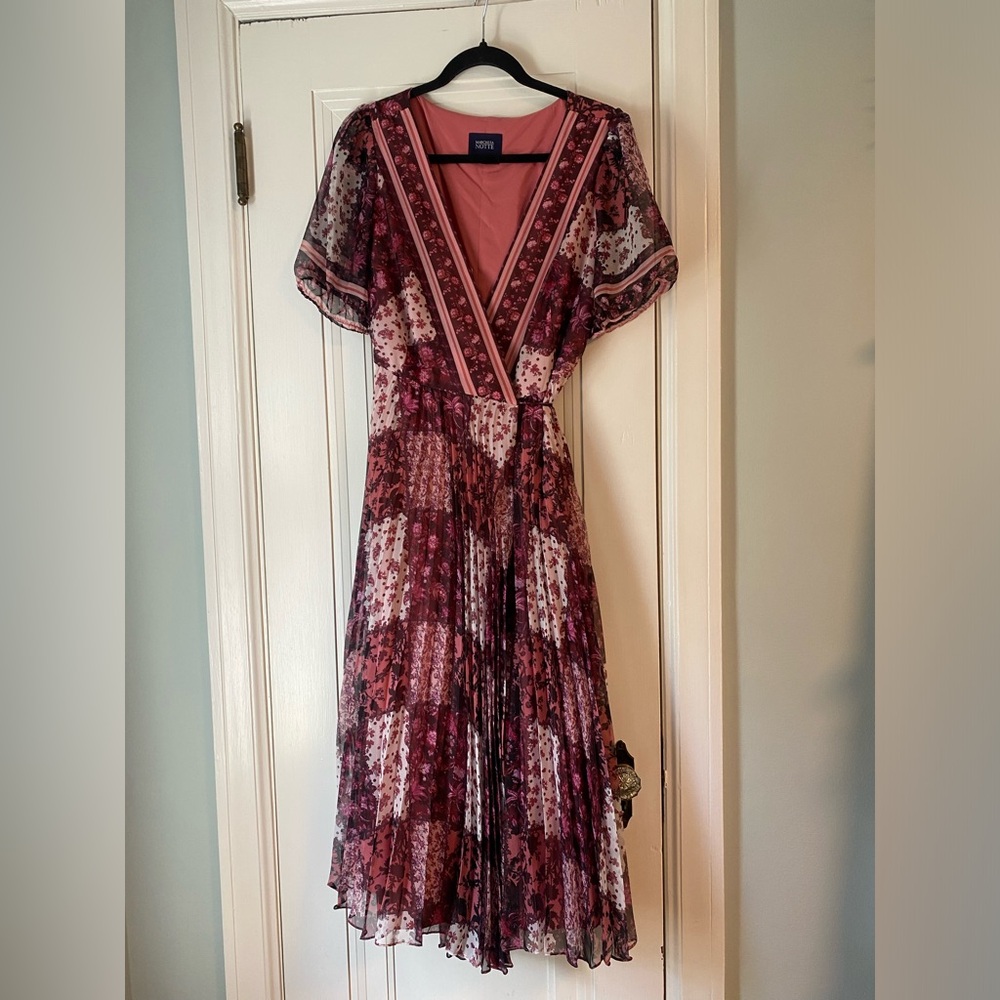 Marchesa Notte Patchwork Print Chiffon Pleated Mi… - image 2